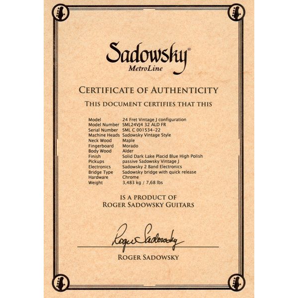 Sadowsky MetroLine 24-4 Vintage DKLP