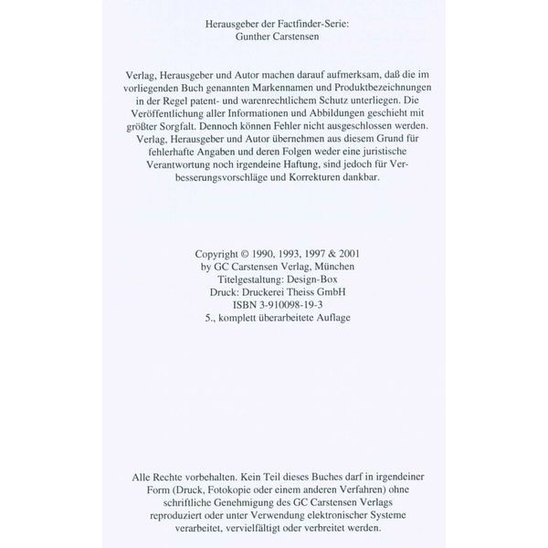 GC Carstensen Verlag Das Tonstudio Handbuch