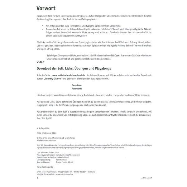 Artist Ahead Musikverlag Country-Gitarre