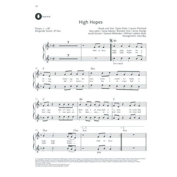 Schott Pop For Alto Saxophone 3