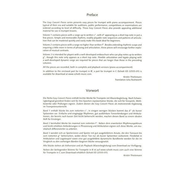 Schott Easy Concert Pieces Trumpet 1