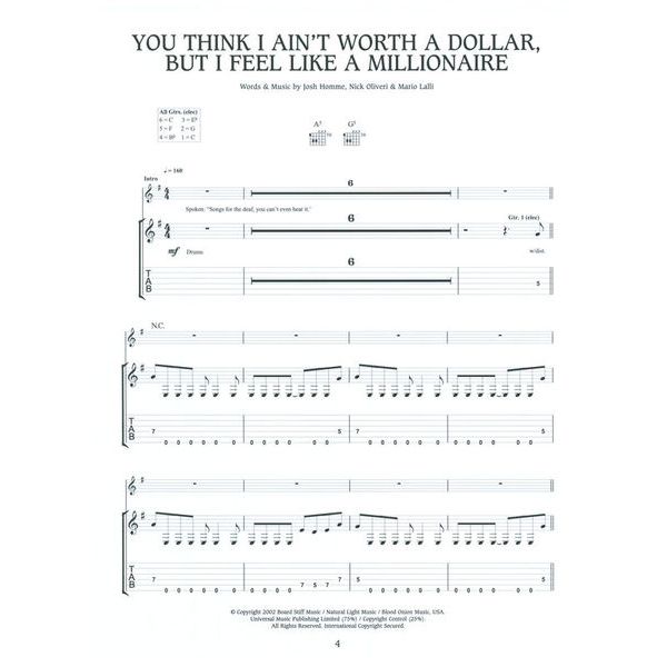 Wise Publications Queens Of The Stone Age Deaf