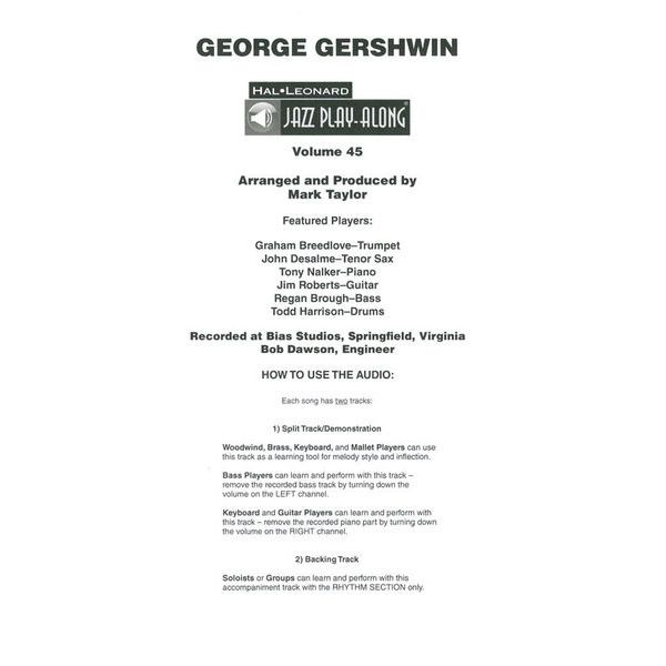 Hal Leonard Jazz Play-Along Gershwin