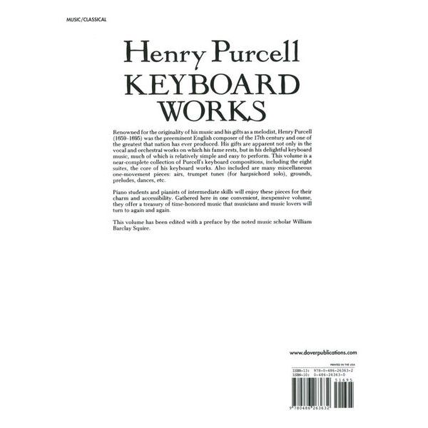 Dover Publications Purcell Keyboard Works