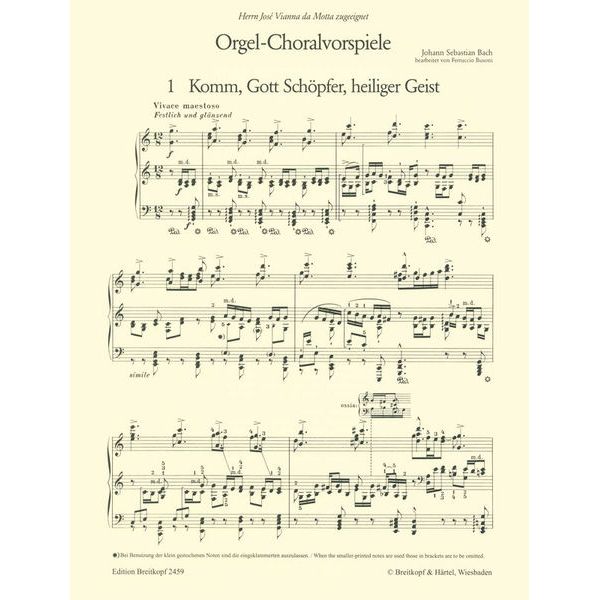 Breitkopf & Hrtel Bach Choralvorspiele 1