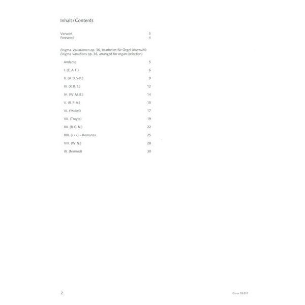 Carus Verlag Elgar Enigma-Variationen Orgel