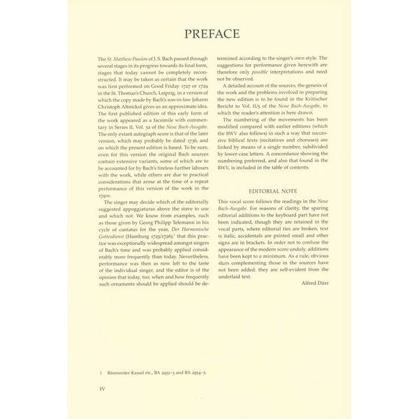 Brenreiter Bach Matthus-Passion