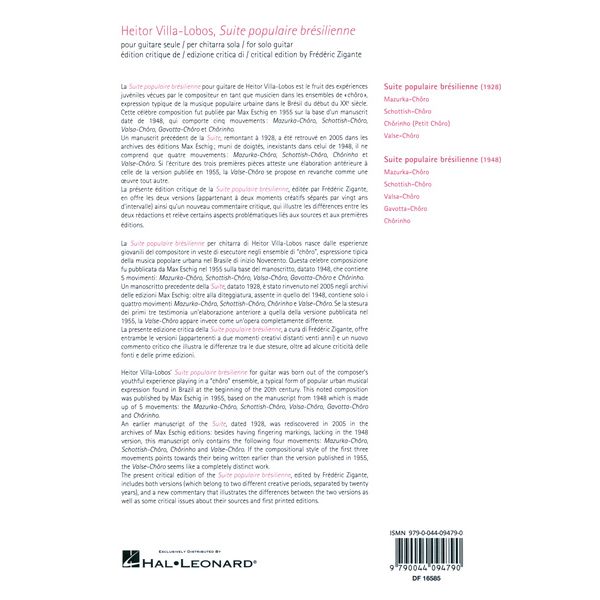 Editions Durand Villa-Lobos Suite Populaire