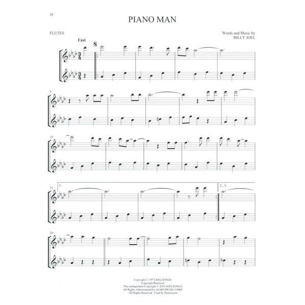 Hal Leonard Pop Classics For Two Flutes