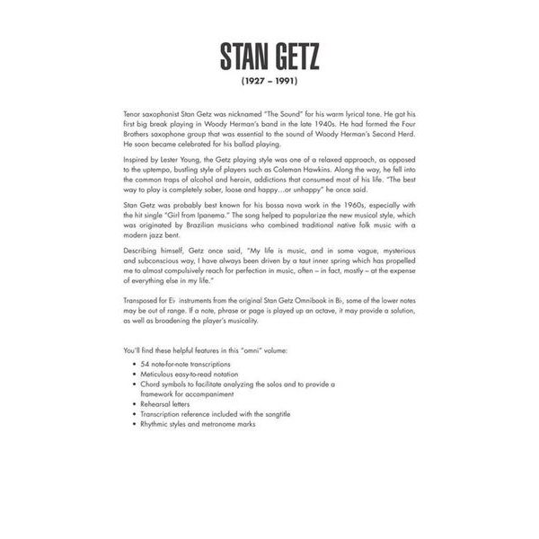 Hal Leonard Stan Getz Omnibook Eb