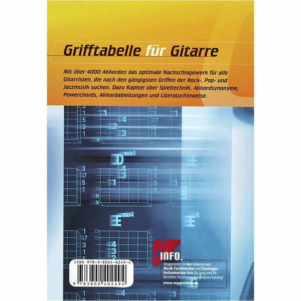 Voggenreiter Grifftabelle für Gitarre