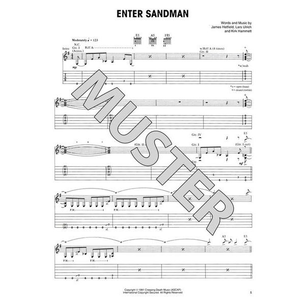 Cherry Lane Music Company Metallica Black Album Guitar