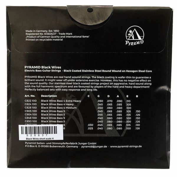 Pyramid C824S Short Scale Black Wires