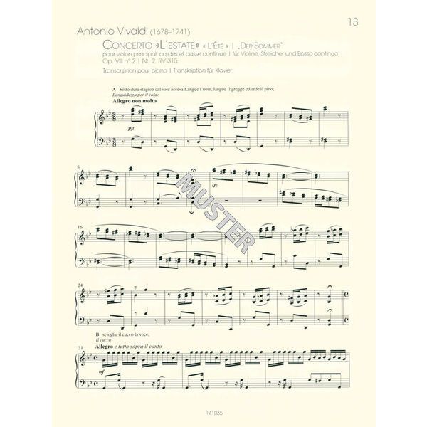 Ricordi Vivaldi Vier Jahreszeiten Pian