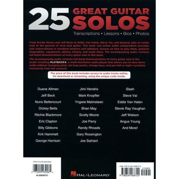 Hal Leonard 25 Great Guitar Solos