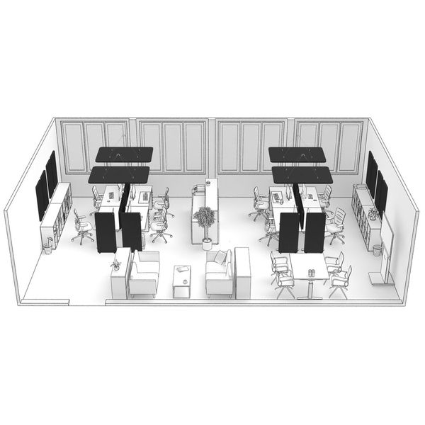 t.akustik Office Set Open Plan 8 BK