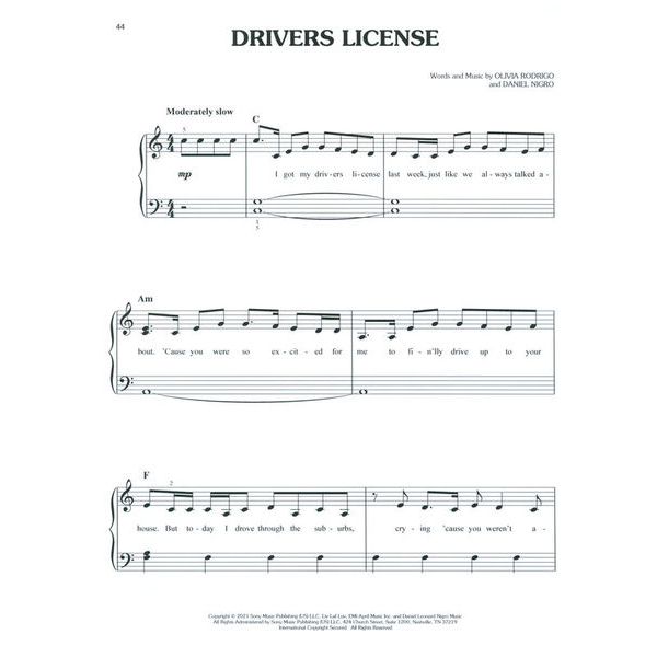 Hal Leonard Popular Sheet Music 2020s