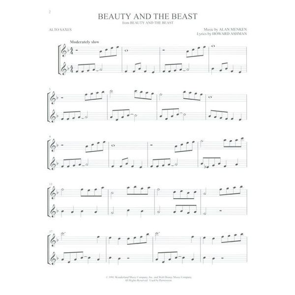 Hal Leonard Disney Songs For Two Alto Sax