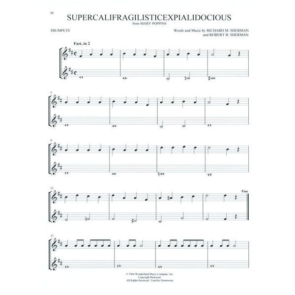 Hal Leonard Disney Songs For Two Trumpet