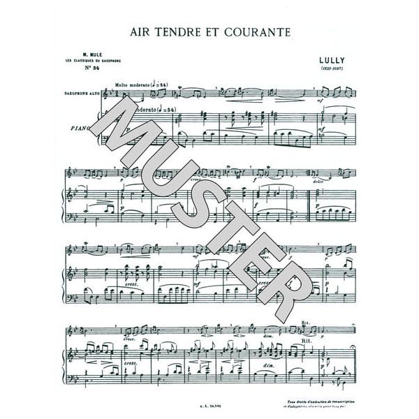 Alphonse Leduc  Lully Air Tendre Et Courante