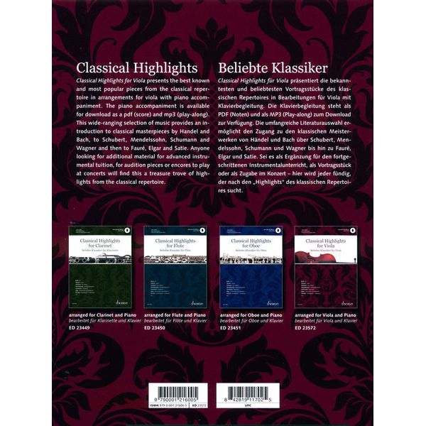 Schott Classical Highlights Viola