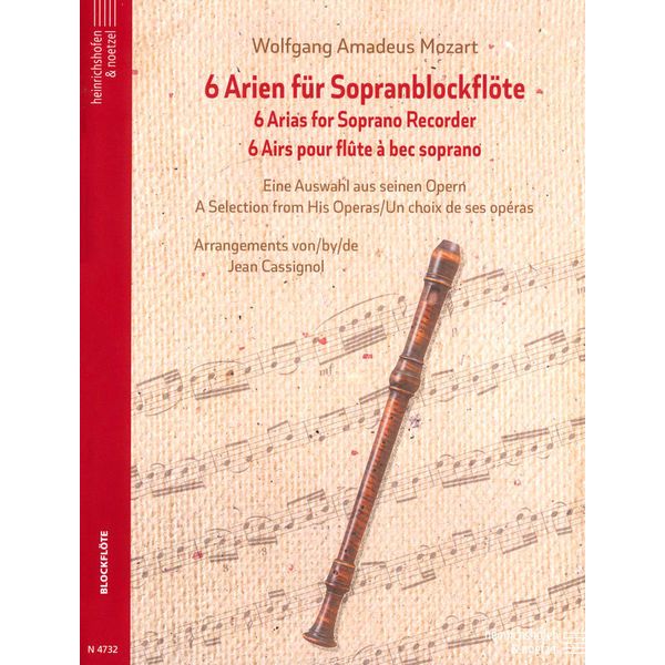 Heinrichshofen Verlag Mozart 6 Arien Blockflöte
