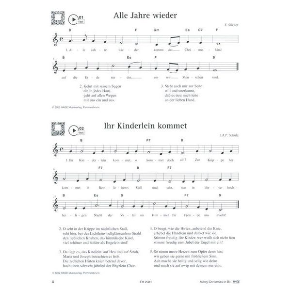 Hage Musikverlag Merry Christmas Bb