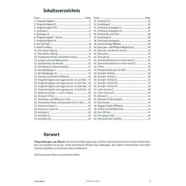 Artist Ahead Musikverlag Fingerübungen am Klavier