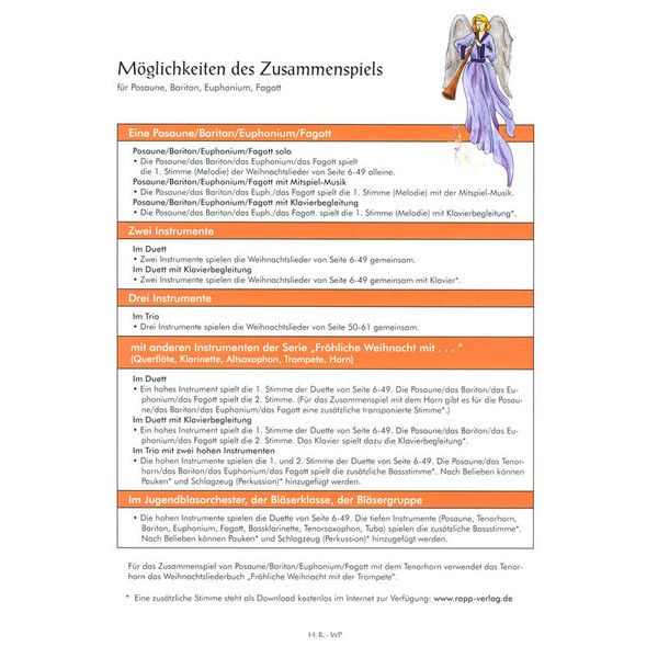 Horst Rapp Verlag Fröhliche Weihnacht Trombone