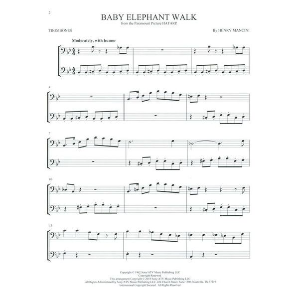 Hal Leonard Movie Songs For Two Trombones