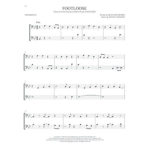 Hal Leonard Movie Songs For Two Trombones
