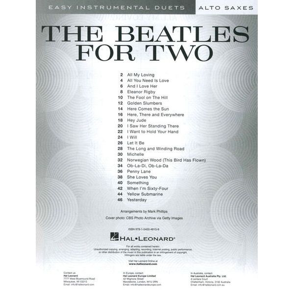 Hal Leonard The Beatles For Two Saxophones