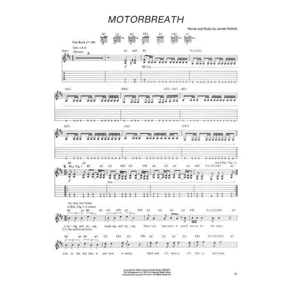 Cherry Lane Music Company Metallica Kill 'Em All