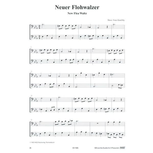 Hage Musikverlag 100 Leichte Duette Posaune