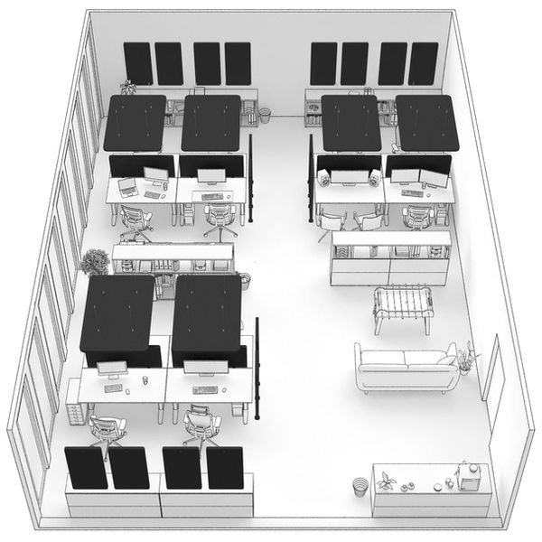 t.akustik Office Set Open Plan 12 BK