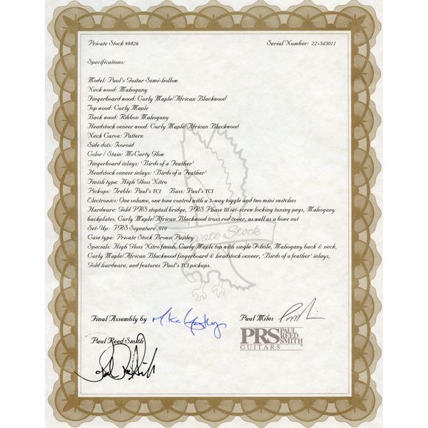 PRS Pauls Guitar S/H Private Stock