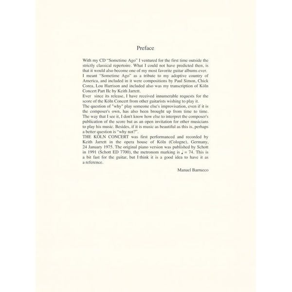 Schott The Köln Concert Guitar