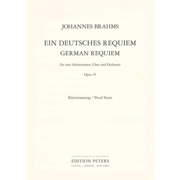 Edition Peters Brahms Ein deutsches Requiem