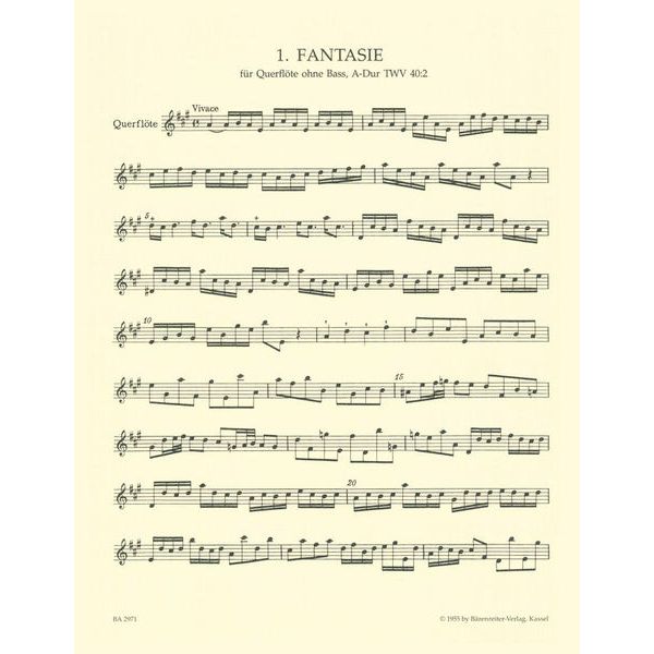 Brenreiter Telemann Fantasien Querflöte