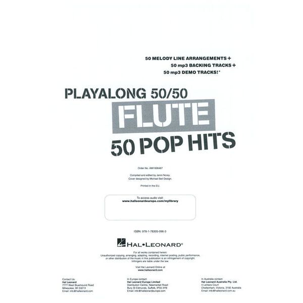 Wise Publications Playalong 50/50 Flute