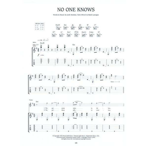 Wise Publications Queens Of The Stone Age Deaf