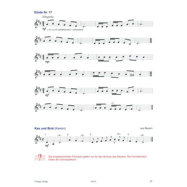 Horst Rapp Verlag Trompetenschule 2 für Fortgesc