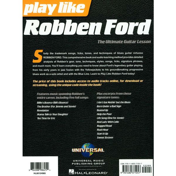 Hal Leonard Play Like Robben Ford