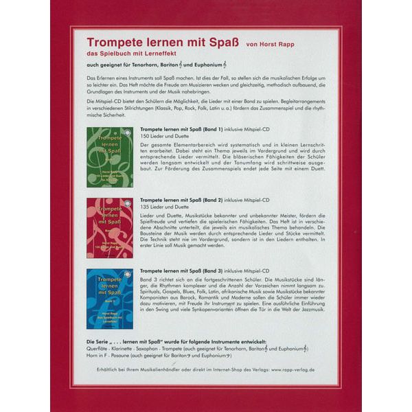 Horst Rapp Verlag Trompete Lernen mit Spa 2