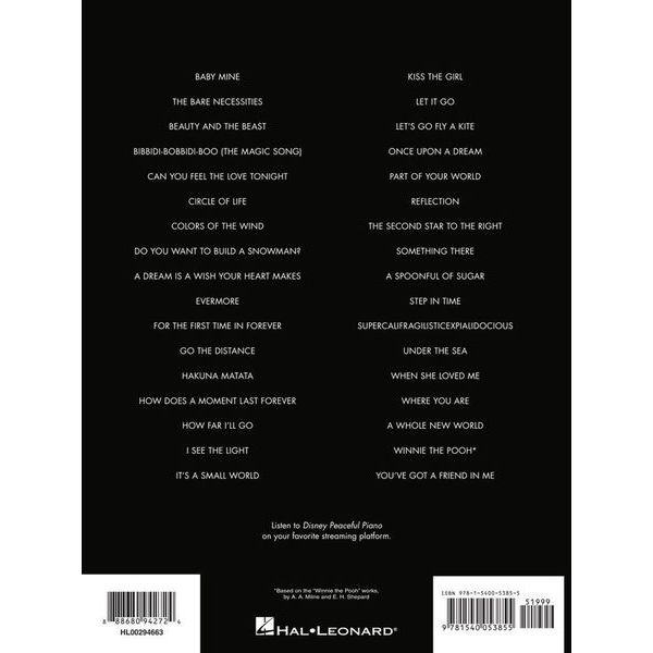 Hal Leonard Disney Peaceful Piano Solos 1