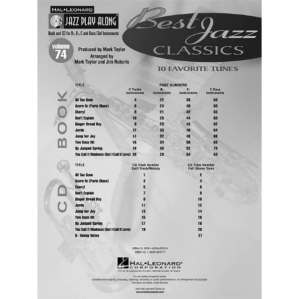 Hal Leonard Jazz Play-Along Best Jazz