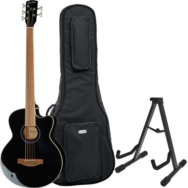 Harley Benton B-35BK-FL Acoustic Bass Bundle