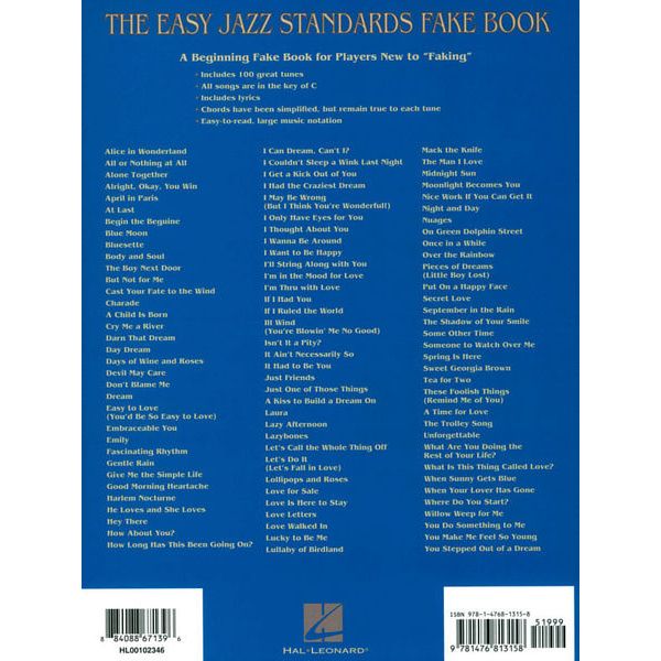 Hal Leonard Easy Jazz Standards Fake Book