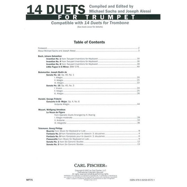 Carl Fischer 14 Duets For Trumpet