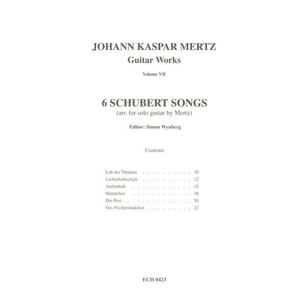 Edition Chanterelle Six Schubert Songs Guitar